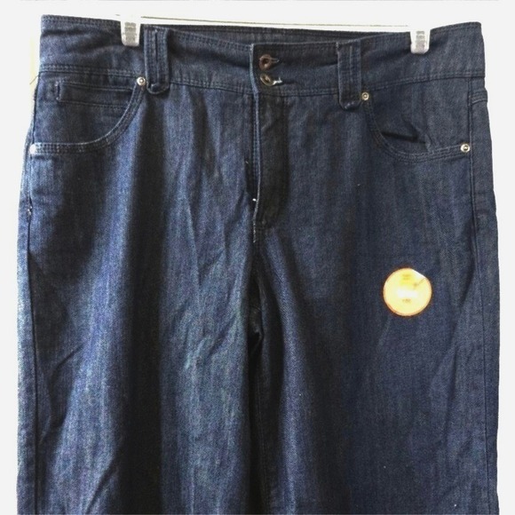 Y2K Wide Leg Dark Wash Skater Jeans Stretch Baggy Womens 12 Faded Glory - Picture 3 of 6